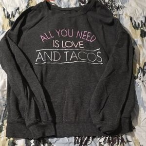 Zoe + Liv Charcoal Sweater with Pink and White Text